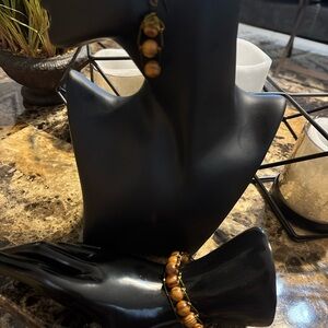 Chic Brown Beaded Bracelet and Earring Set